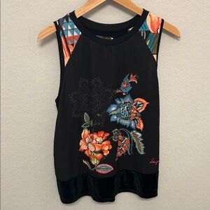 Desigual Black Floral Embroidered Women's Top